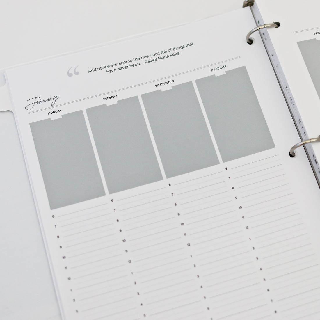 Undated Monday Start Printable Planner